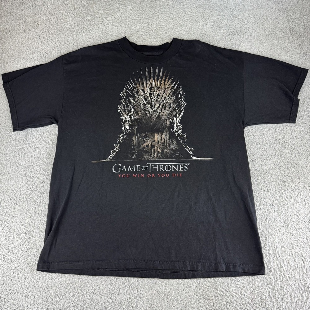Game of Thrones Shirt Mens XL Black Iron Throne You Win Or You Die Tee 2012 HBO